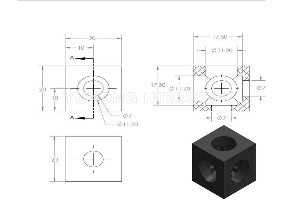 Three Way Cube Corner Connectors for 20-20 Extrusions Profile - Image 7