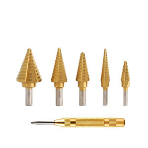 HSS Titanium Coated Step Drill Bit With Center Punch Drill Set