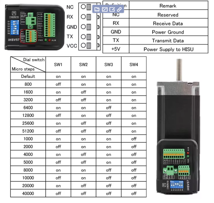 IHSV57-30-18-36-01-BY 57 Integrated Servo Motor 180W 0.6NM 3000RPM AC Servo Motor and Driver - Image 3