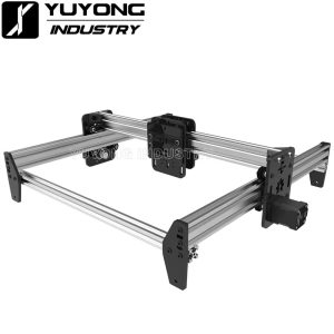 "Complete ACRO precision belt-driven mechanical upgrade kit for laser engraver laid out on workbench