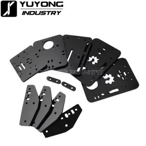 Precision CNC machined 30mm x 30mm universal mounting plate for ACRO belt-driven laser engraver upgrade system, featuring pre-drilled holes for easy installation."