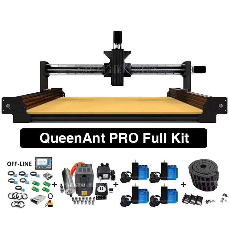 Black QueenAnt PRO 1610 Ball Screw CNC Full Kit Wood Carving Machine - Image 4