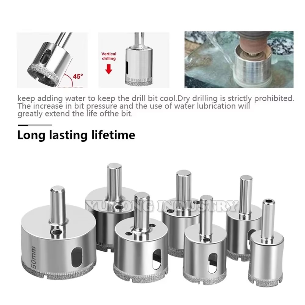 10PCS/Lot 3mm-50mm Vacuum Brazed Wet Diamond Core Drill Bit Round Shank Tile Hole Saw Hole Cutter for Tile Marble Granite Glass - Image 2