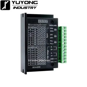 Side view of TB6600 Stepper Motor Driver showing terminals and DIP switches
