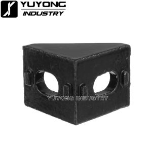 Side view of 2020 Corner Angle Bracket showing 90-degree design and black finish