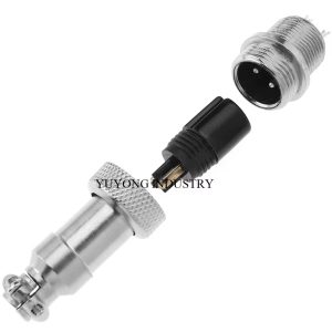 GX12 male and female threaded lock connectors mated for secure connection