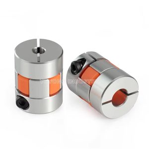 Front view of D20L25 flexible plum coupler for CNC stepper motor with 5-8mm bore and aluminum body