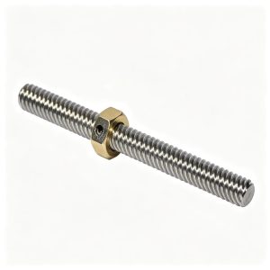 Side view of Brass Lead Screw Nut showing threads and tension design