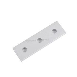 Side view of Aluminum Joining Strip Plate showing 3 holes and thickness