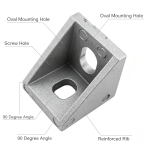Side view of 2020 L-Shape Corner Bracket showing 90-degree design