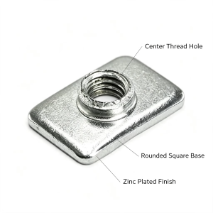 Angled view of M5 Zinc Plated Tee Nut for 3D printer and CNC frame