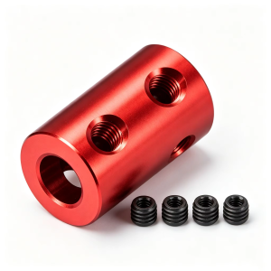 Angled view of Aluminum Rigid Shaft Coupling for CNC and 3D printer