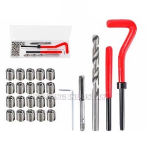Side view of Thread Repair Tool Kit showing tap wrenches and drill bits