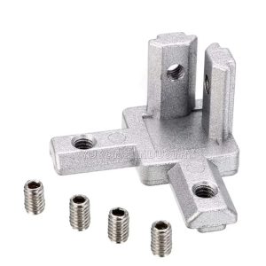 Angled view of 3030 3-Way Corner Connector for 3D printer and CNC frame builds