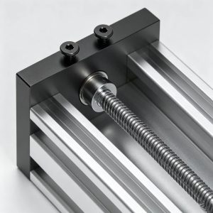 C-Beam End Mount Plate black anodized for linear actuator and rail system