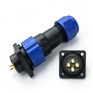 SD20 male and female circular connectors mated for waterproof connection