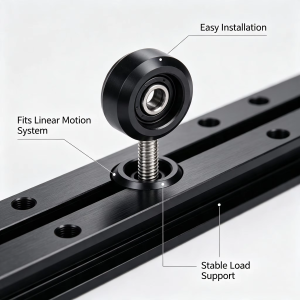 Side view of Solid PC V-Slot Wheel showing solid V profile and polycarbonate material