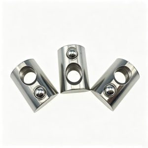 Side view of Spring Loaded T-Nut showing spring mechanism and thread